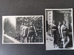 Régi fotók Fürdőruhás nők, Pécs, 1937 – 2 db eredeti fotó fürdőruhadivat anno