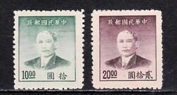 1949 Kína  Dr. Sun Yat-sen - "T" a nyakkendő bal oldalán Variáns Postatiszta Bélyegek