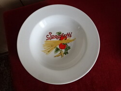 Olasz porcelán mélytányér, spagetti felirattal a közepén. Hat darab.  Jókai
