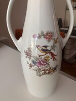 Hollóháza porcelán váza paradicsommadár motívummal