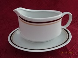 Alföldi porcelán, barna csíkos szószos tálka alátéttel. Vanneki!
