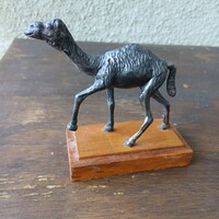 Nice Old Tin Camel Statue, Wooden Base (9 cm)