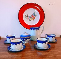 Collector's rarity: Enamelware set made in Bonyhád Zinc Factory, from the 1940s... For export, luxury edition