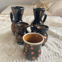 5 db retro kerámia kiskorsó és díszedény egyben
