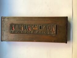 Card Holder Box, copper wood interior, METALIMPEX, art craftsman's work, quality collector's item