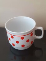 Retro Zsolnay piros pöttyös porcelán bögre / csupor (300 ml)
