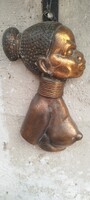 Retro bronzhatású afrikai nő fali plakett lakásdekoráció