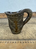 -AX852- Hand-Carved Wooden Jug Folk Wine Mug Wooden Cup with Wooden Handle Rustic Wooden Item