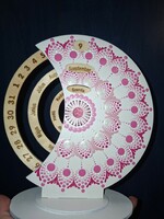 Új! Öröknaptár 21cm rózsaszín-fehér mandala mintával, bármilyen felirattal