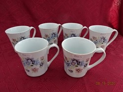 FIne porcelán pohár, tavaszi  virágokkal, átmérője 8,5 cm. 6 db együtt eladó Vanneki!