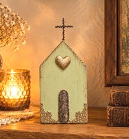 Chapel-themed wall decoration in olive color/home decor, church, cross, faith, gift item