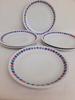 Alföldi Bella 207-es , piros-kék virágos menza mintás porcelán lapostányérok