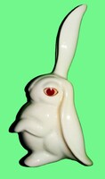 Aranyos HERENDI porcelán kajla fülű Art Deco nyúl ,nyuszi figura 12 cm HIBÁTLAN