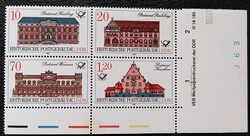 ND3067-70ns / NDK 1987 történelmi postaépületek bélyegsor 4-sben postatiszta íszéli nyomdai jelekkel