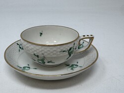 Óherendi zöld virágos porcelán kávés csésze és csészealj  Nr.2.