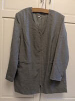 Női 3XL-4XL-es  extra moletti szürke színű cipzáros blézer, hosszított fazon,