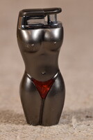 Hollóházi collector's turbo gas lighter with female figure, metal