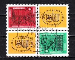 1964 DDR Kelet Németország Lipcsei Őszi Vásár Pecsételt Bélyeg blokk