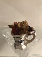 SZOBOR - MACKÓ - KERÁMIA - ANGOL - KÉZIMUNKA - GYŰJTŐI DARAB - 5,5 x 5 x 3 cm - RÉGI - HIBÁTLAN