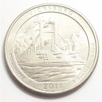 USA,quarter dollar 2011 P - Vicksburg aUNC+ nikkel