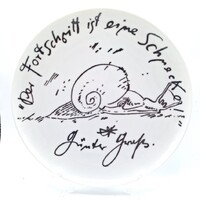 Ritka Rosenthal Studio-Linie fali dísztányér – Günter Grass: „Csigamenetben” (26 cm)