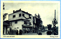 Kovásznafürdő - Hadnagy bazár , magyar zászlós címer, Kovászna visszatért - fotó képeslap 1942