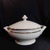 Antik Alt Schönwald elfenfehér porcelán leveses tál / terrine (19x30 cm)