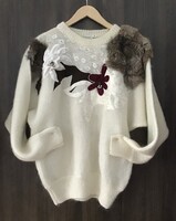 Vintage, unique women's sweater. (50% merino wool). (New). Size M