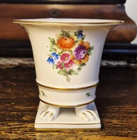 Herendi oroszlánlábas/ körmös vorágmintás porcelán kaspó 10,5 x 10,7 cm