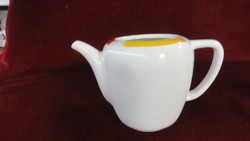 Gránit  kispesti magyar porcelán antik teáskanna, piros/sárga/kék csíkkal. Vanneki!