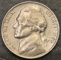 Amerikai Egyesült Államok, 5 cent, 1962., ﻿Jefferson Nickel