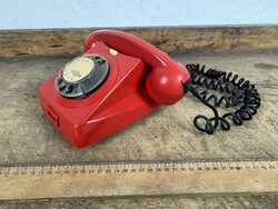 -AX877- Vintage Retro Red Rotary Dial Landline Phone Mechanical Művek
