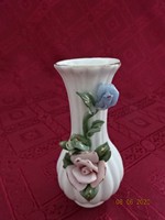 Német porcelán váza, rózsa mintás, magassága 11 cm. Vanneki!