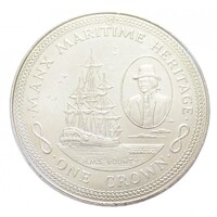 Man-sziget,1 crown 1982 - Tengerészeti örökségek - H.M.S. Bounty aUNC+ nikkel