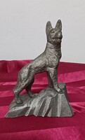 Alumínium németjuhász kutya szobor talapzaton