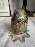 Vintage Eastern Cloisonné Egg with Large Glass Holder, Very Beautiful