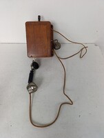 Antique wall phone with wooden box, handset with receiver and earpiece, vintage telephone 362