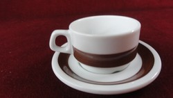 3 db együt eladó LILIEN porcelán , kávéscsésze + alátét. Hófehér alapon kávébarna csíkkal. Vanneki!