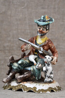Capodimonte porcelán vadász figura Olaszország 1950-es évek