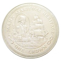 Man-sziget,1 crown 1982 -Tengerészeti örökség - H.M.S. Victory aUNC+ nikkel