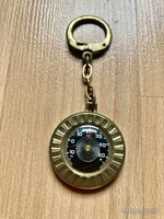 Szovjetunióbeli vintage bimetál hőmérő - kulcstartó