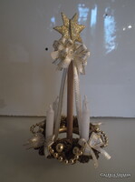 ADVENTI KOSZORÚ ÁLLVÁNYON - 18 x 8 cm - FA - KÉZMŰVES  - OSZTRÁK - HIBÁTLAN