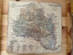 Antik Baranya vármegye térképe – Tallián Ferenc / Kogutowicz Manó (Trianon utáni statisztikával)
