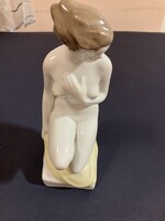 Hollóházi porcelán akt szobor – Oláh Sándor: Tavaszi szél (Hibátlan, 1970-es évek)