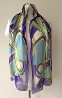 BURMEL - Colorful Silk Scarf (Real Silk) 150 x 32 cm