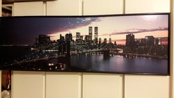 Nagy hangularos dekorációs falikép üveg nélkül. 92x31 cm.