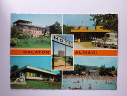 BALATONALMÁDI - MOZAIK - 1971. retro, postatiszta képeslap, Balaton, Veszprém megye, régi autók