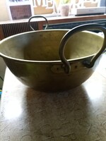 Antik réz habüst / habverő üst – kétfülű, 30 cm