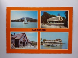 BADACSONY - MOZAIK -1980., postatiszta képeslap,Balaton,Borpince,vitorlás,hajó,Veszprém megye,retro