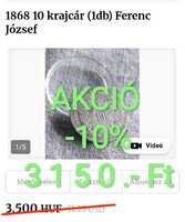1868 10 krajcár (1 piece) Franz Joseph Coin